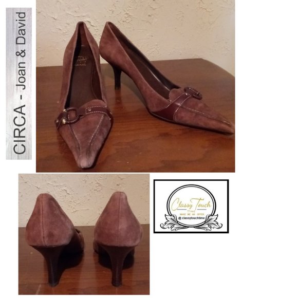 Joan & David Circa Brown Suede Leather Heels - Picture 1 of 7